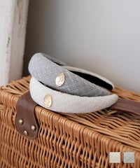 カチューシャ ツイード チャーム ベージュ ブルーグレー フリー 通販 オリジナル チャーム付き ツイード カチューシャ miolite