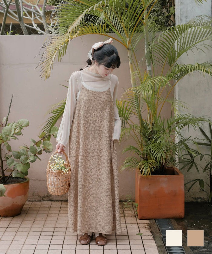 ワンピース アシメシアーキャミワンピース ホワイト ベージュ M アシメシアー キャミ ワンピース miolite