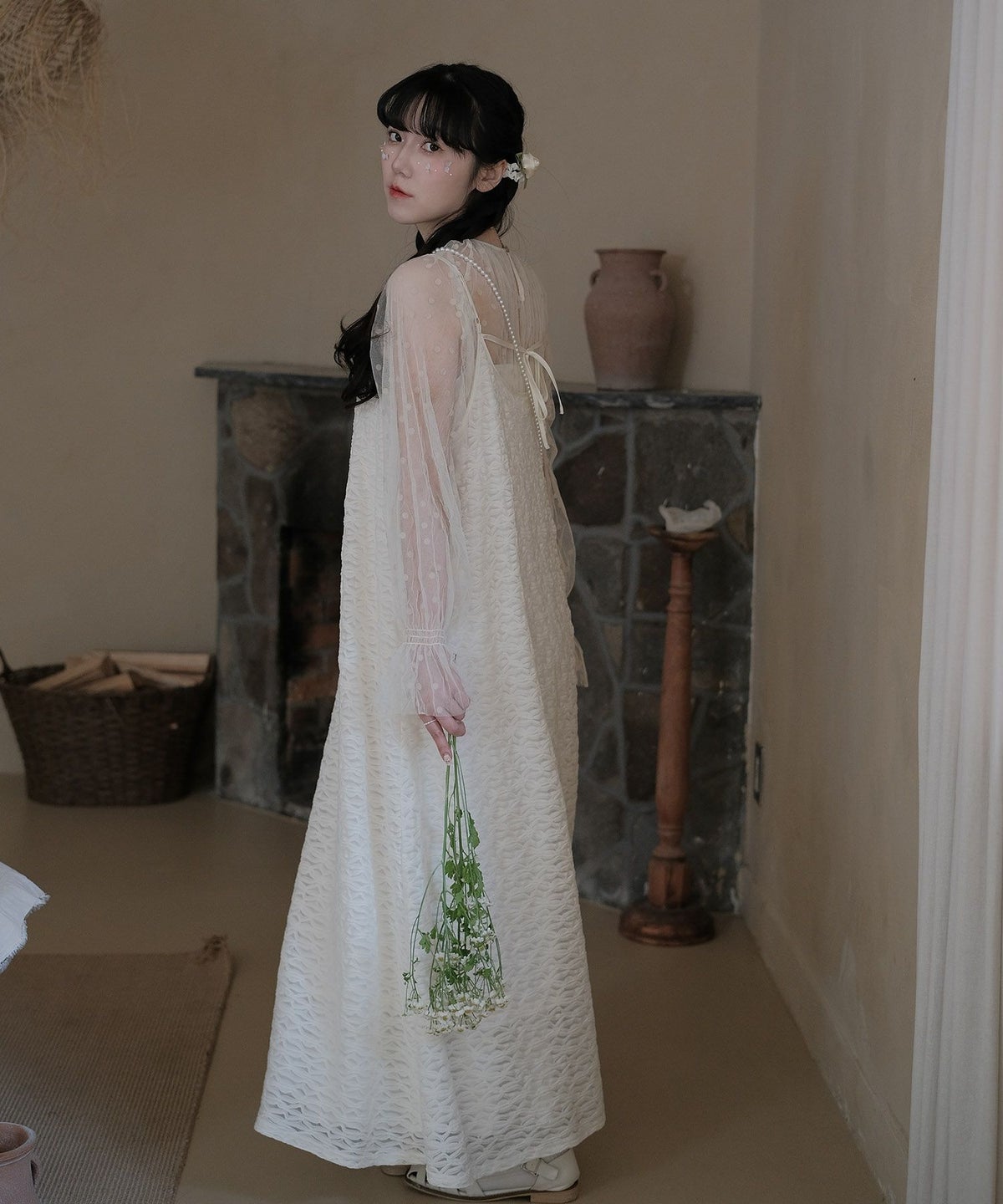 ワンピース/アシメシアー/キャミ/ワンピース/ホワイト/ベージュ/M