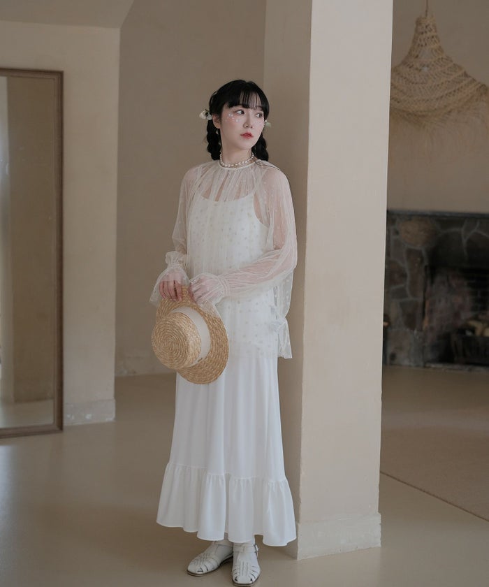 カップ付きキャミワンピース miolite ベージュ/ホワイト/ブラック