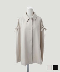 コート リボン付き 2way ケープ コート ベージュ ブラック M リボン付き 2way ケープ コート HUIT