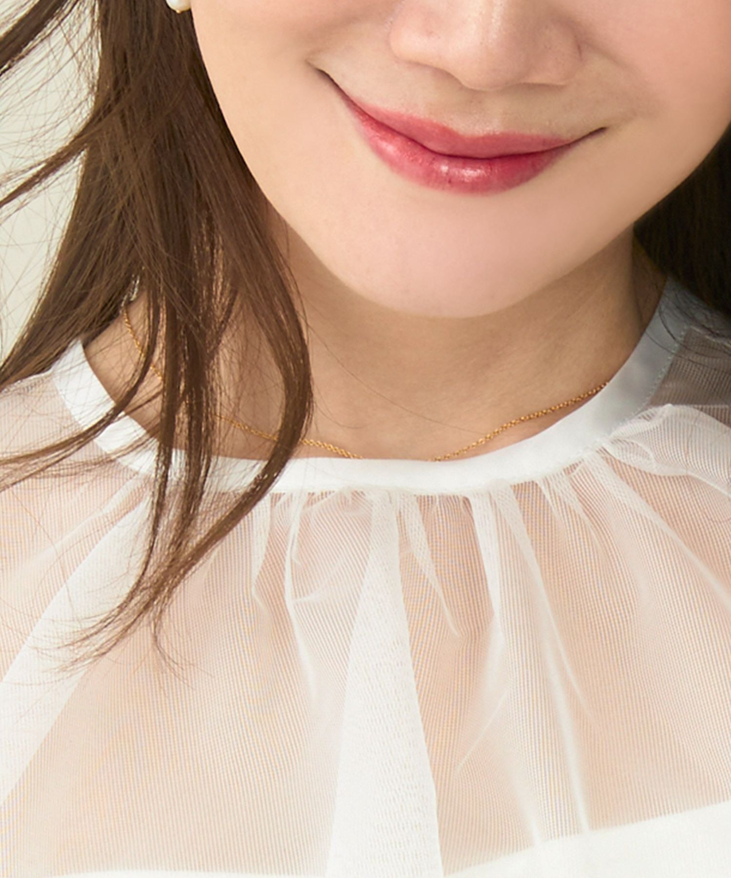 OUTLET-SALE チュール シースルー ブラウス 長袖 Liala×PG 全2色