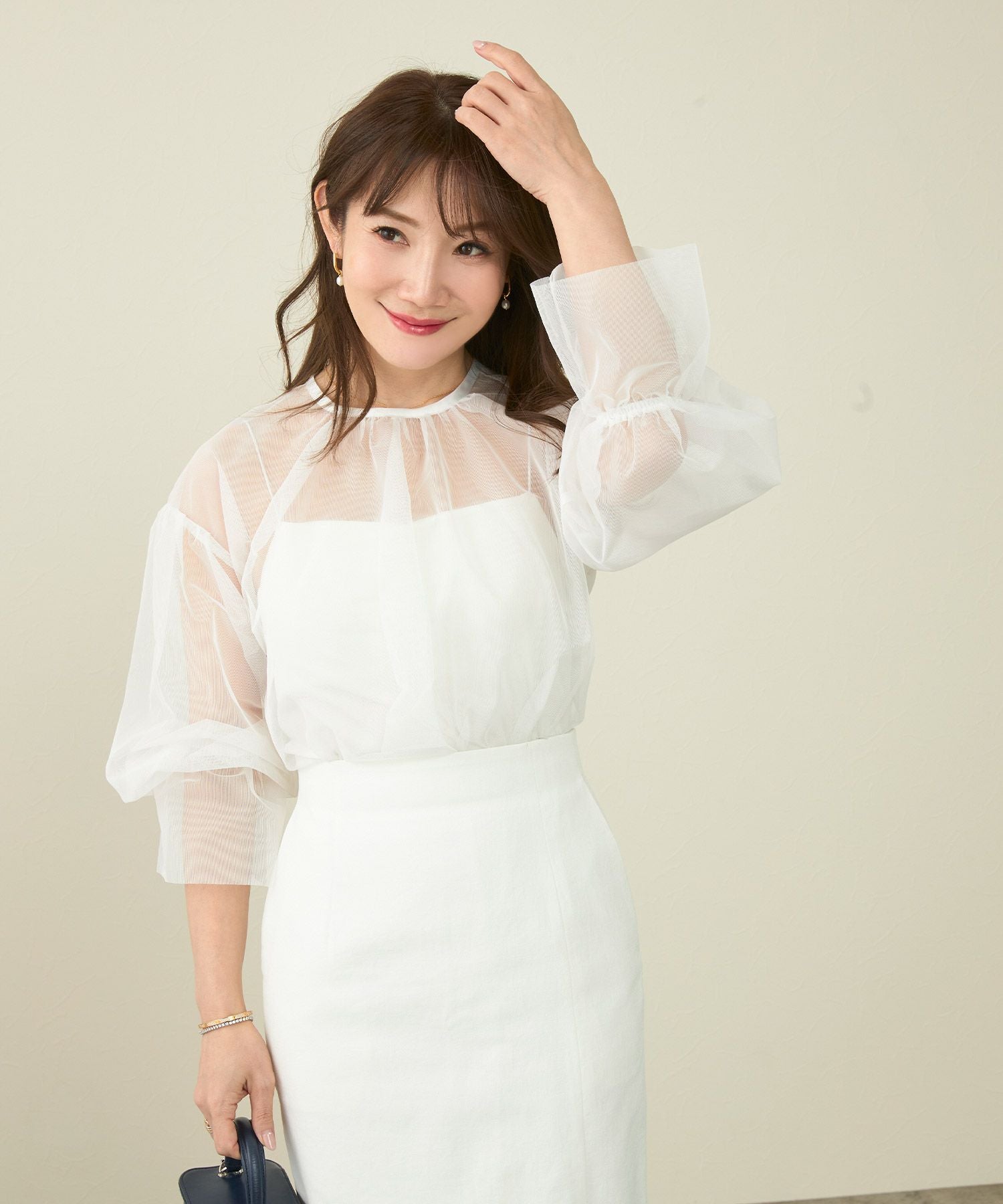 2点以上で半額クーポン対象 チュール シースルー ブラウス 長袖 Liala