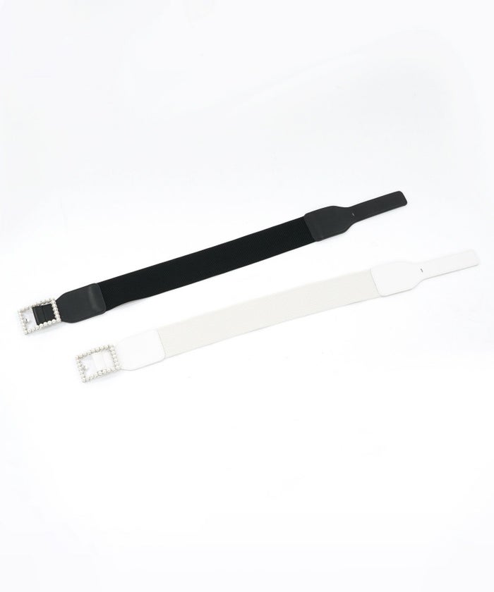 セレクト ベルト レディース おしゃれ パール オフィス プレゼント おすすめ かわいい 穴 位置調整 キラキラ 白黒 ジョイントスペース