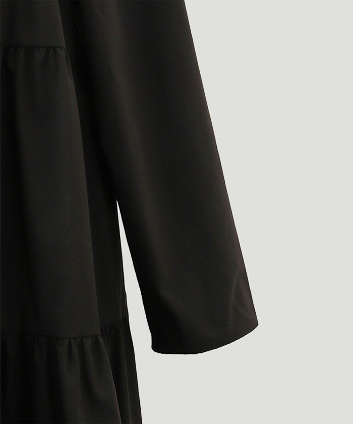 ワンピース/バックパール/ティアード/ワンピース/ホワイト/ブラック/M