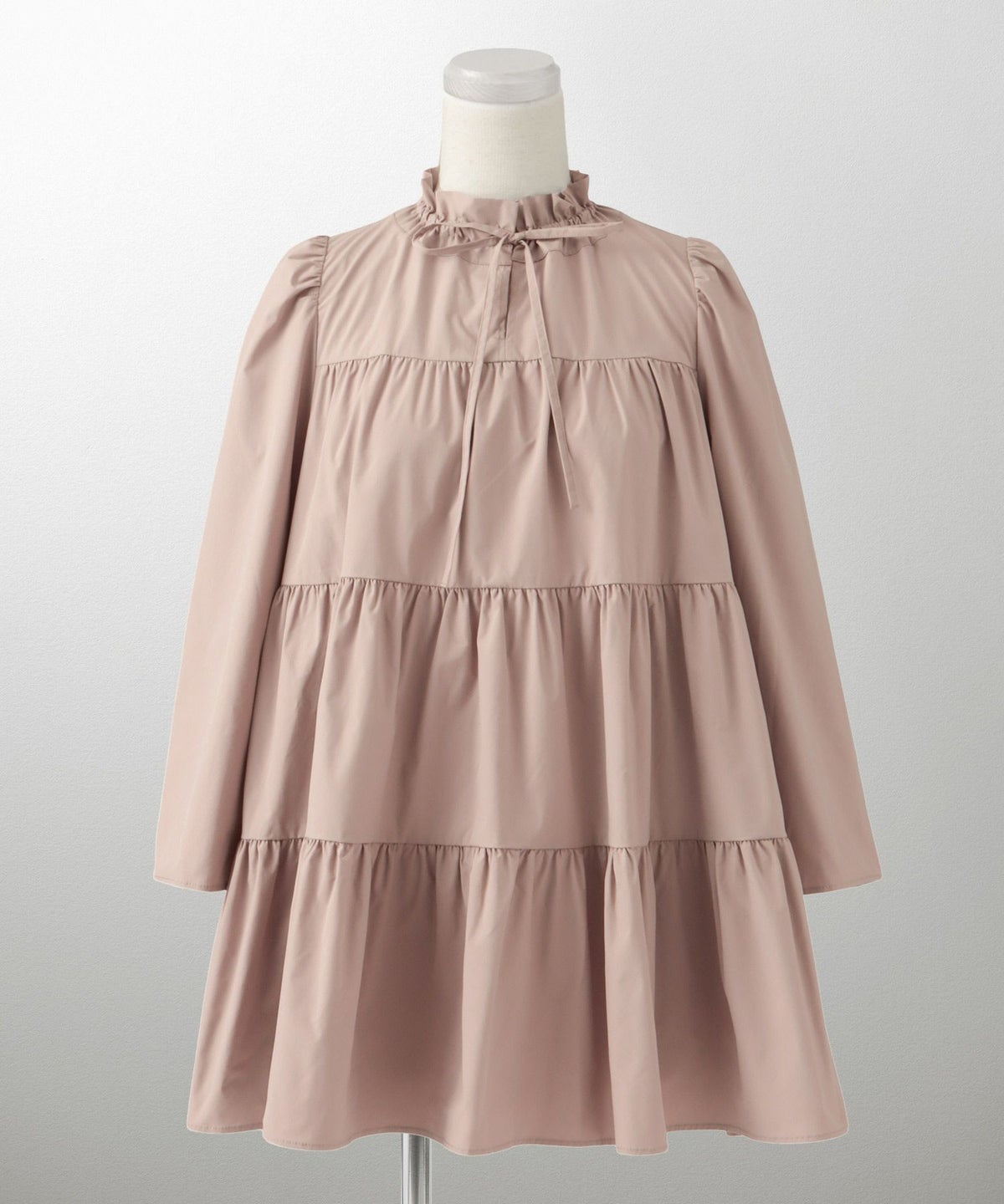 ブラウス/フリルネック/ティアード/ブラウス/ピンクベージュ/ホワイト/ブラック/M