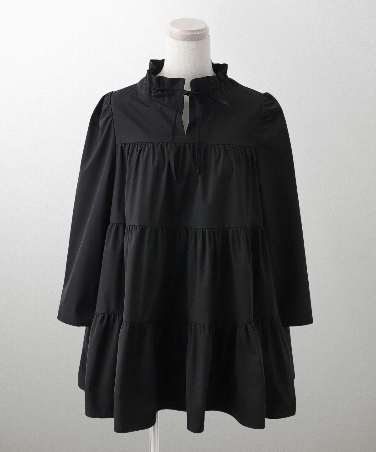 ブラウス/フリルネック/ティアード/ブラウス/ピンクベージュ/ホワイト/ブラック/M