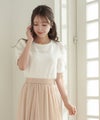 レディース/トップス/Tシャツ/カットソー/半袖/タック/クルーネック/パフスリーブ/5分袖/夏/春/秋/大人/エレガント/フェミニン/可愛い/ホワイト/ピンクベージュ/ブラック