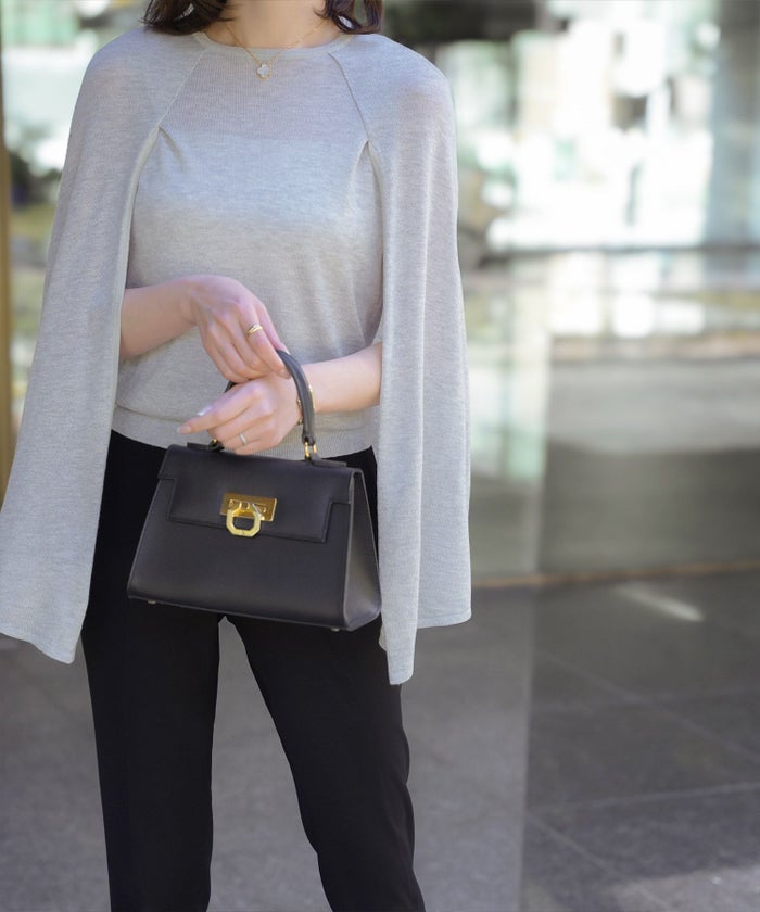 トップス/ラメ/ケープ/ニット/ネイビー/ピンクベージュ/ベージュ/ピンク/杢グレー/ブラック/M