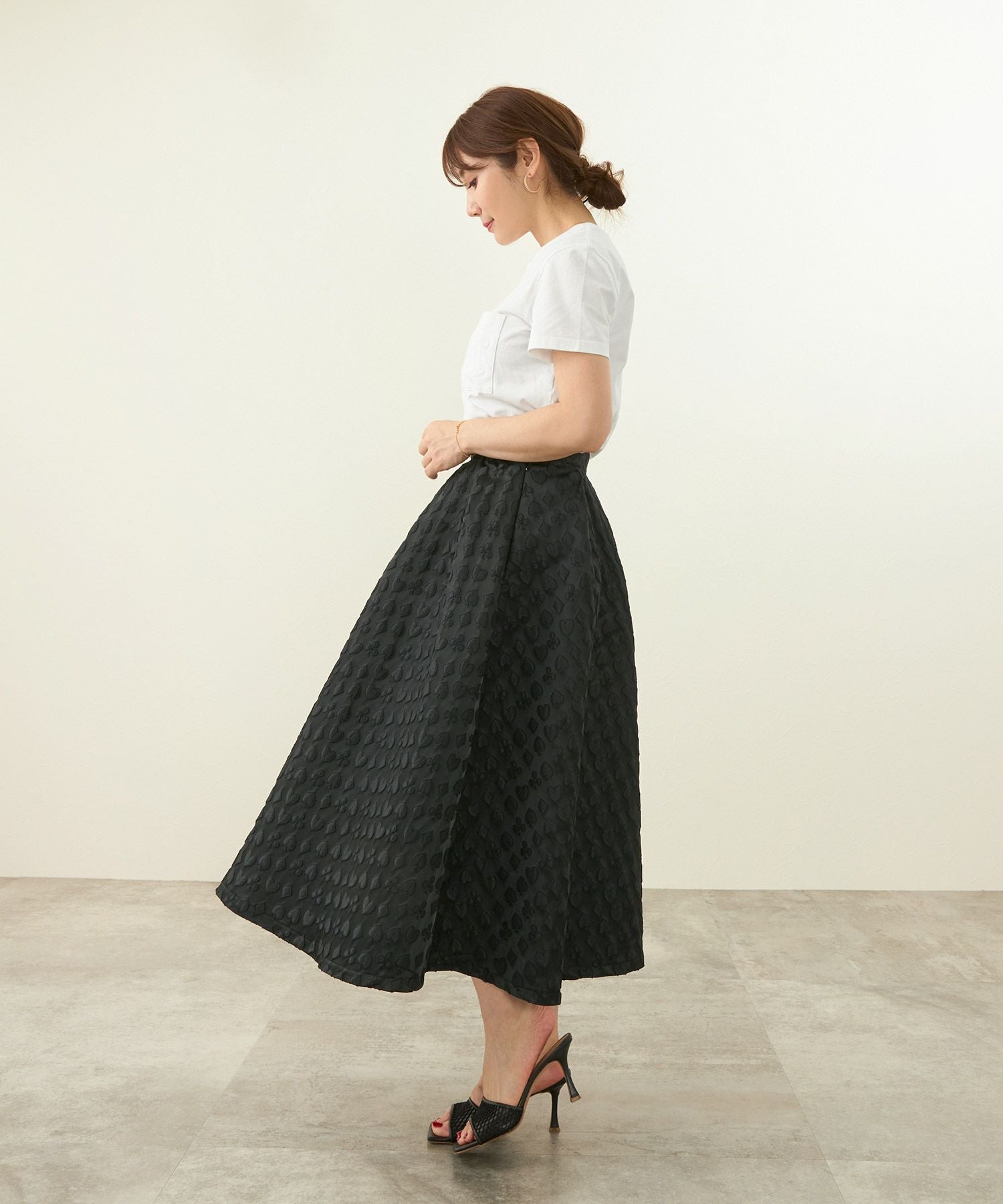 OUTLET-SALE トランプ柄 タック フレア スカート Liala×PG 全2色