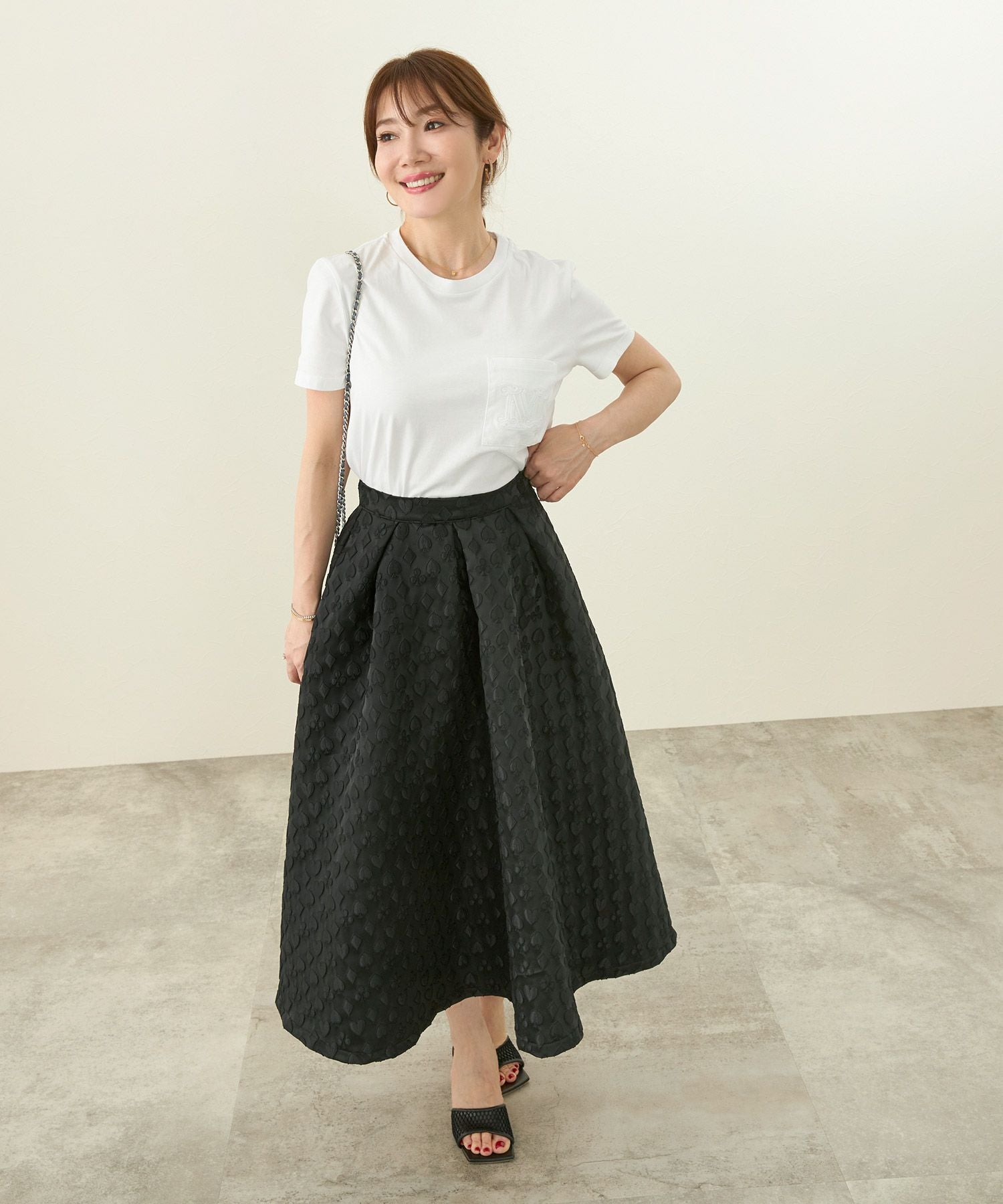 OUTLET-SALE トランプ柄 タック フレア スカート Liala×PG 全2色