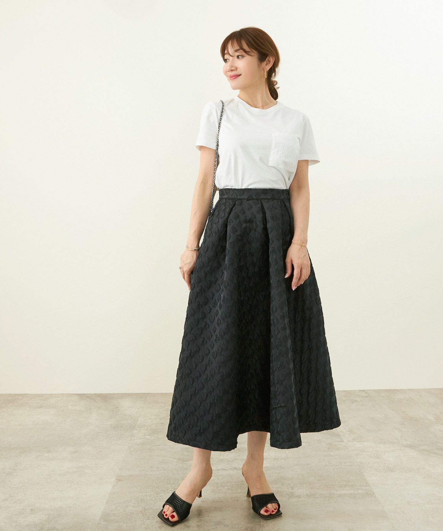 OUTLET-SALE トランプ柄 タック フレア スカート Liala×PG 全2色