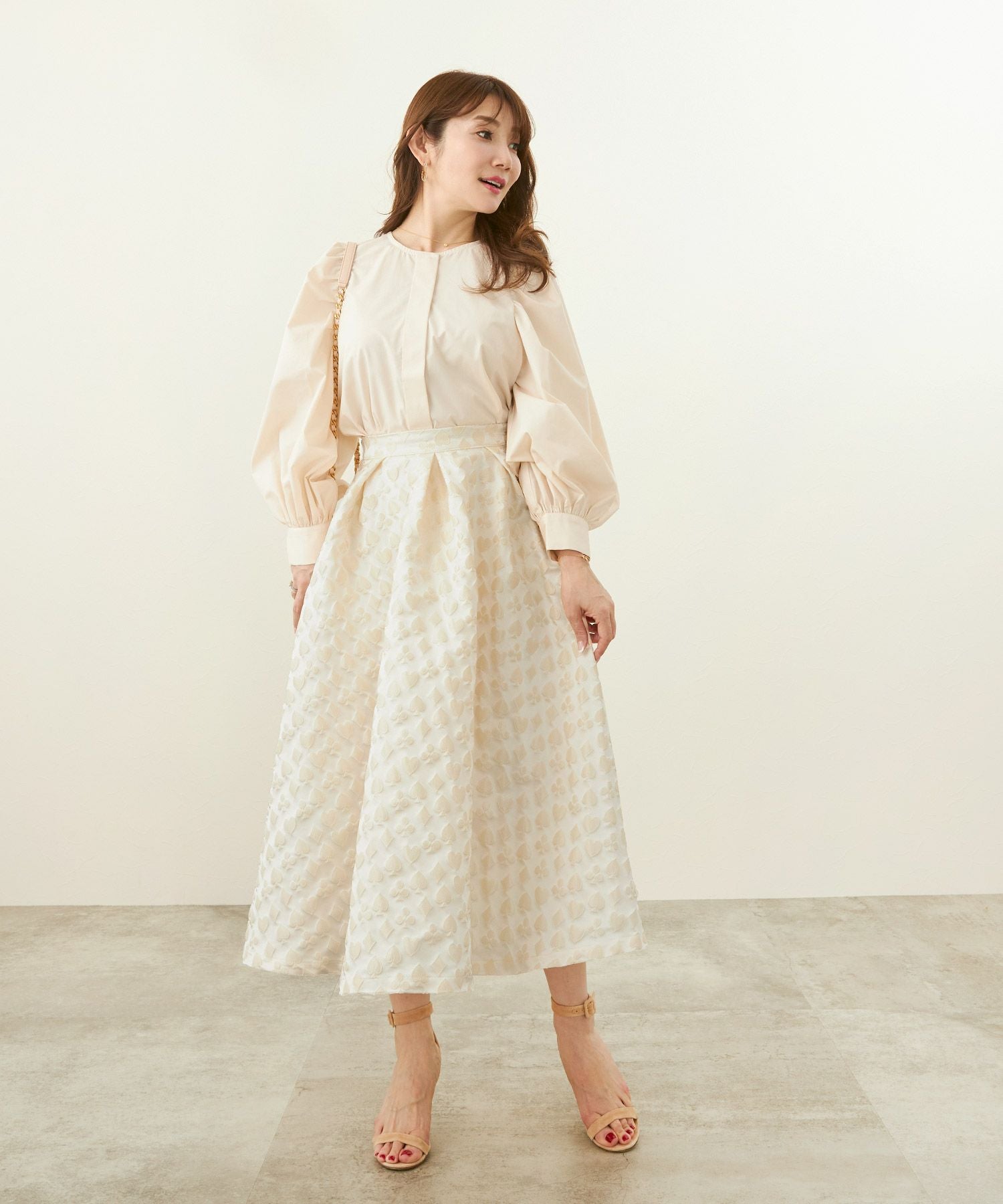 OUTLET-SALE トランプ柄 タック フレア スカート Liala×PG 全2色