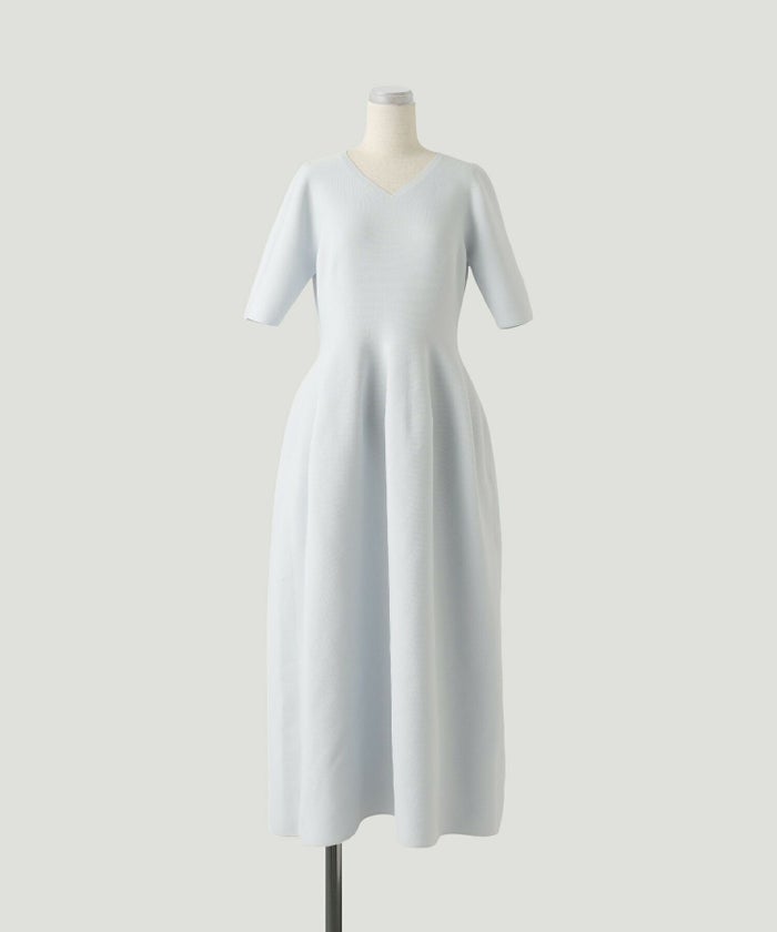 ワンピース/Vネック/ホールガーメント/ニット/ワンピース/ベージュ/サックス/ネイビー/ブラック/S/M