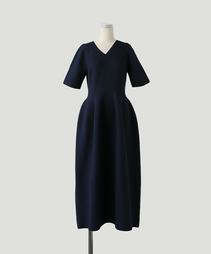 ワンピース/Vネック/ホールガーメント/ニット/ワンピース/ベージュ/サックス/ネイビー/ブラック/S/M