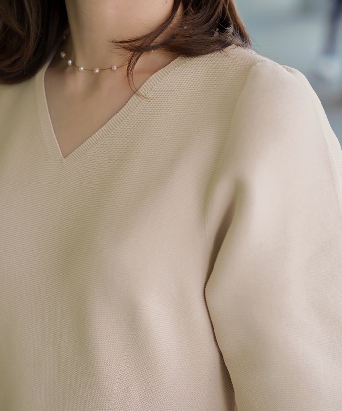 ワンピース/Vネック/ホールガーメント/ニット/ワンピース/ベージュ/サックス/ネイビー/ブラック/S/M