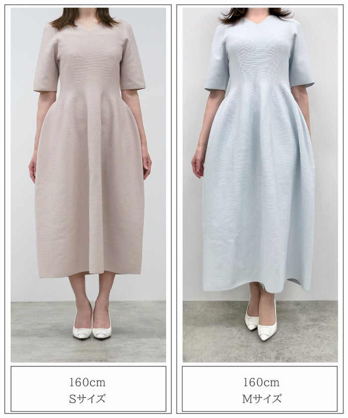 ワンピース/Vネック/ホールガーメント/ニット/ワンピース/サックス/ネイビー/ブラック/S/M