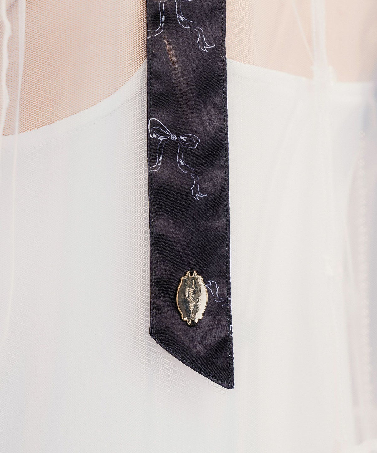 首 髪 バッグ アレンジ リボン ホワイト/ブラック/フリー