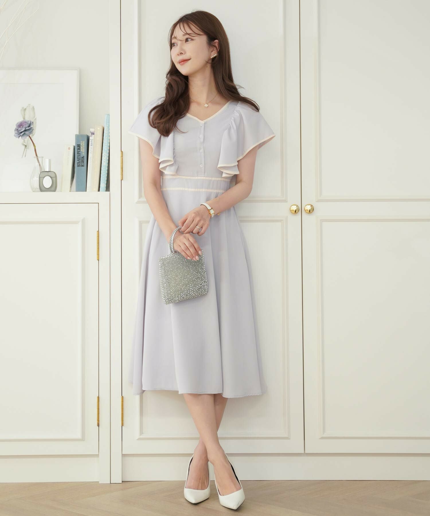 バックリボン バイカラー パイピング ワンピース le reve vaniller 全3