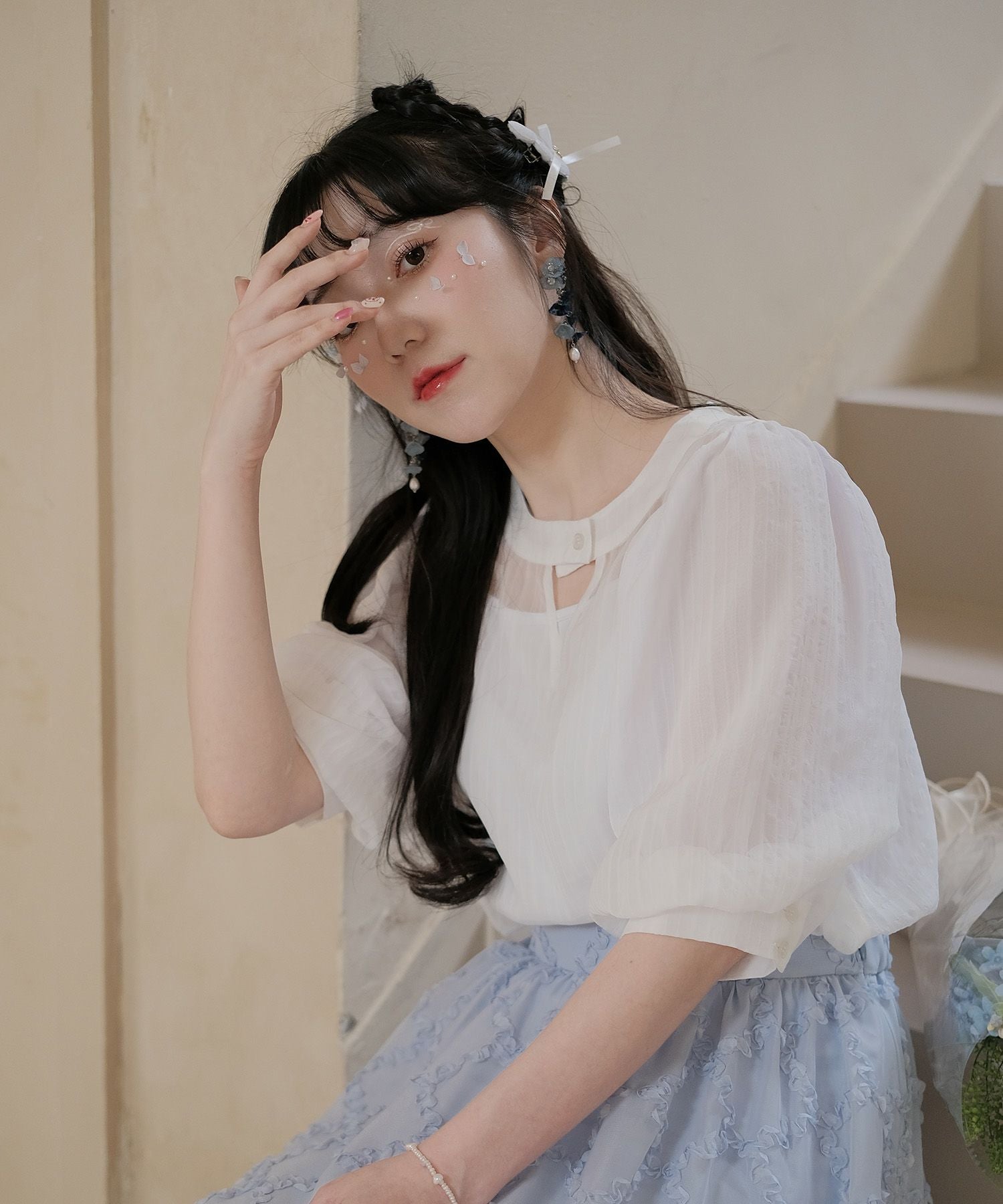 インナー付き 2WAY シアーブラウス miolite 全2色｜mio821-0011【1