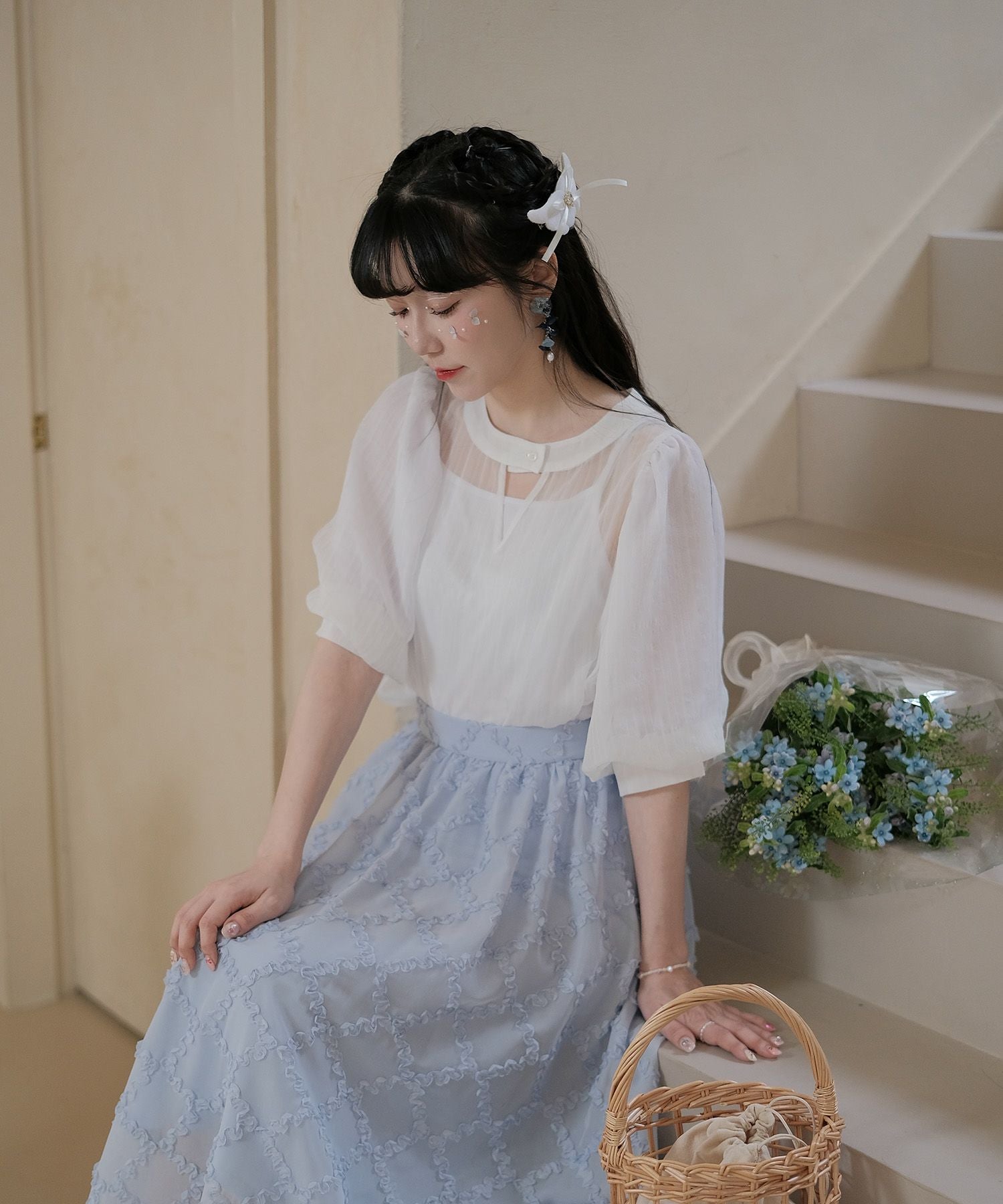 インナー付き 2WAY シアーブラウス miolite 全2色｜mio821-0011【1