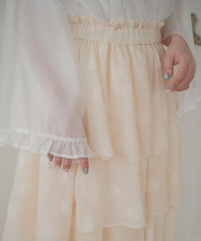 スカート/フリル/ティアード/スカート/アイボリー/グリーン/M