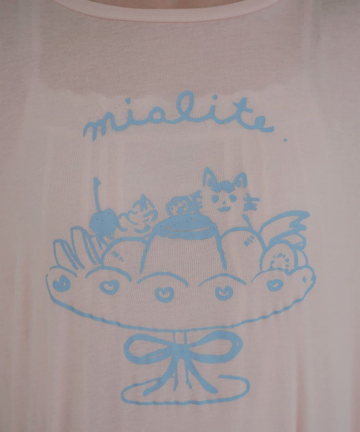 カットソー/ビッグT/オリジナルプリント/グレー/ピンク/M