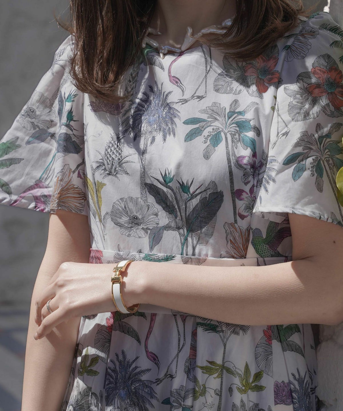 ワンピース/リゾート/ロング ワンピース/海のジュイ柄/ミックストロピカル柄/ブルートロピカル柄/S/M