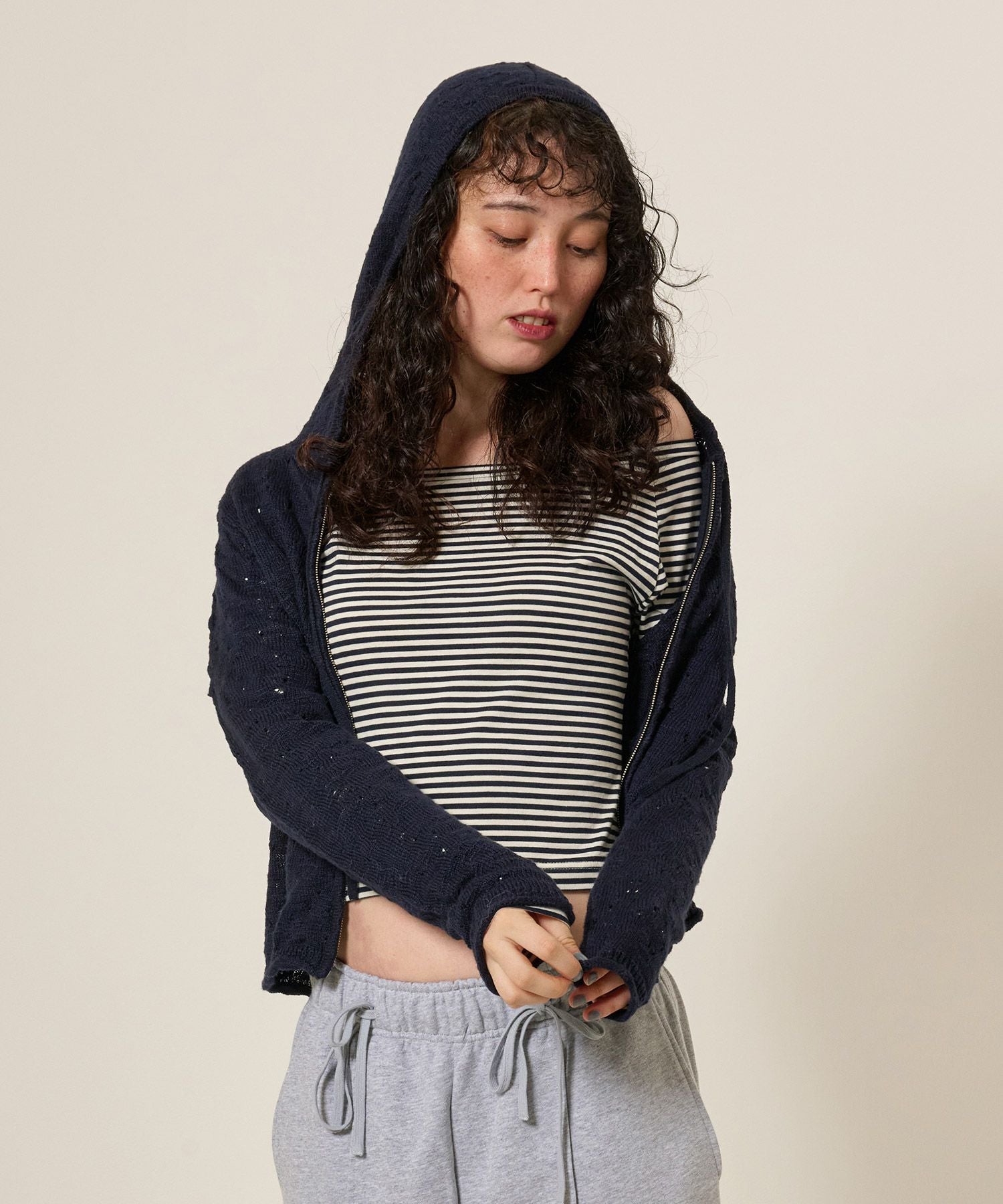 アイレット柄 ニットフーディー TINA：JOJUN 全3色｜tnj421-0836【4