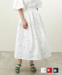 マーガレット 花刺繍 ふんわり スカート Liala×PG