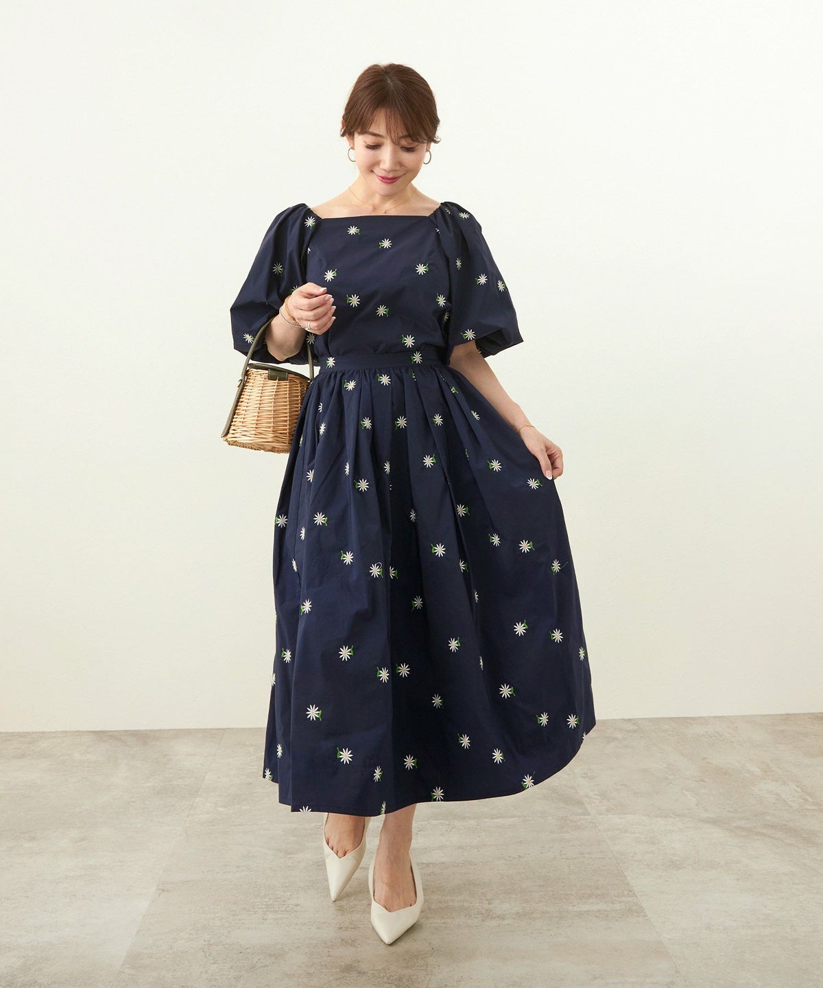 手洗い可/スカートレディースボトムスかわいい配色おしゃれ春夏秋洗える白黒大人ジョイントスペース