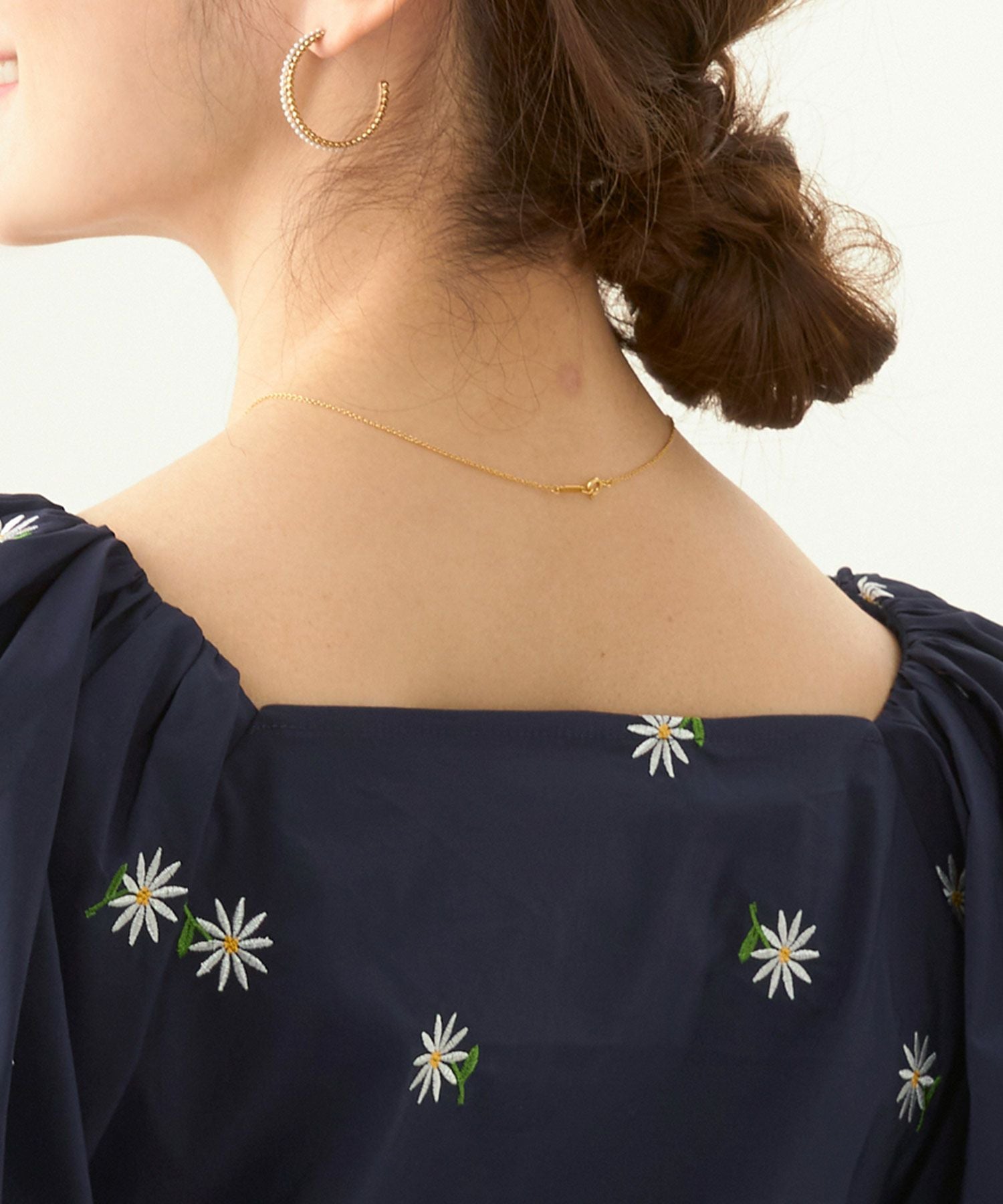 GW-SALE マーガレット 花刺繍 パフスリーブ ブラウス 半袖 Liala×PG 全