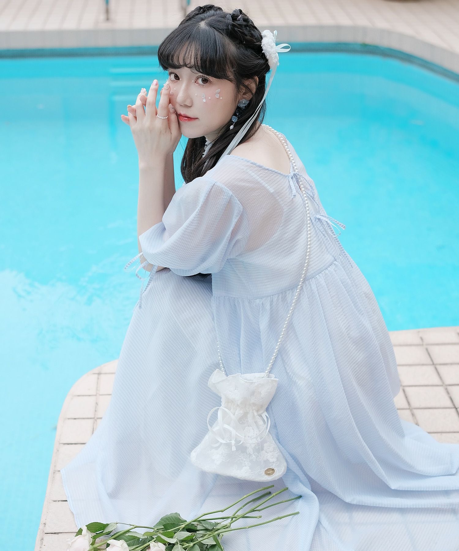 バック リボン デザイン シアー ワンピース miolite 全2色｜mio321