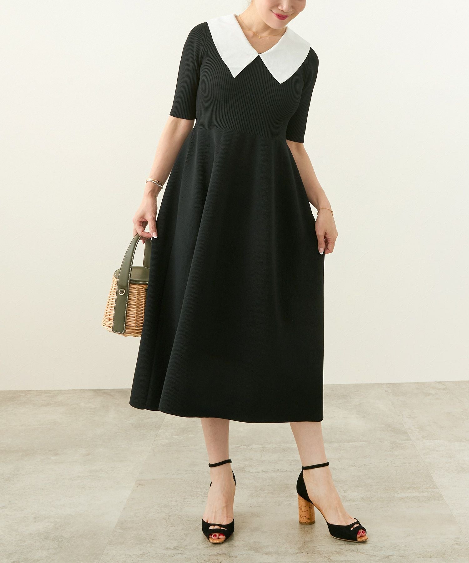 襟付き ニット ワンピース Liala×PG 全2色｜lpg321-1934【1