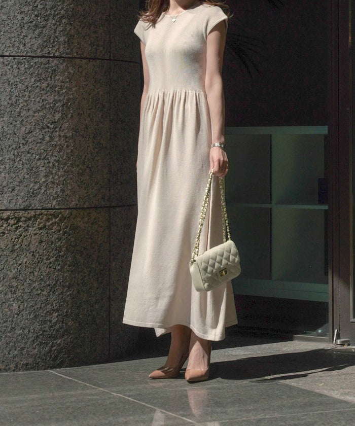 ワンピース/ラメ/サマーニット/ワンピース/チャコール/ベージュ/ブラック/S/M