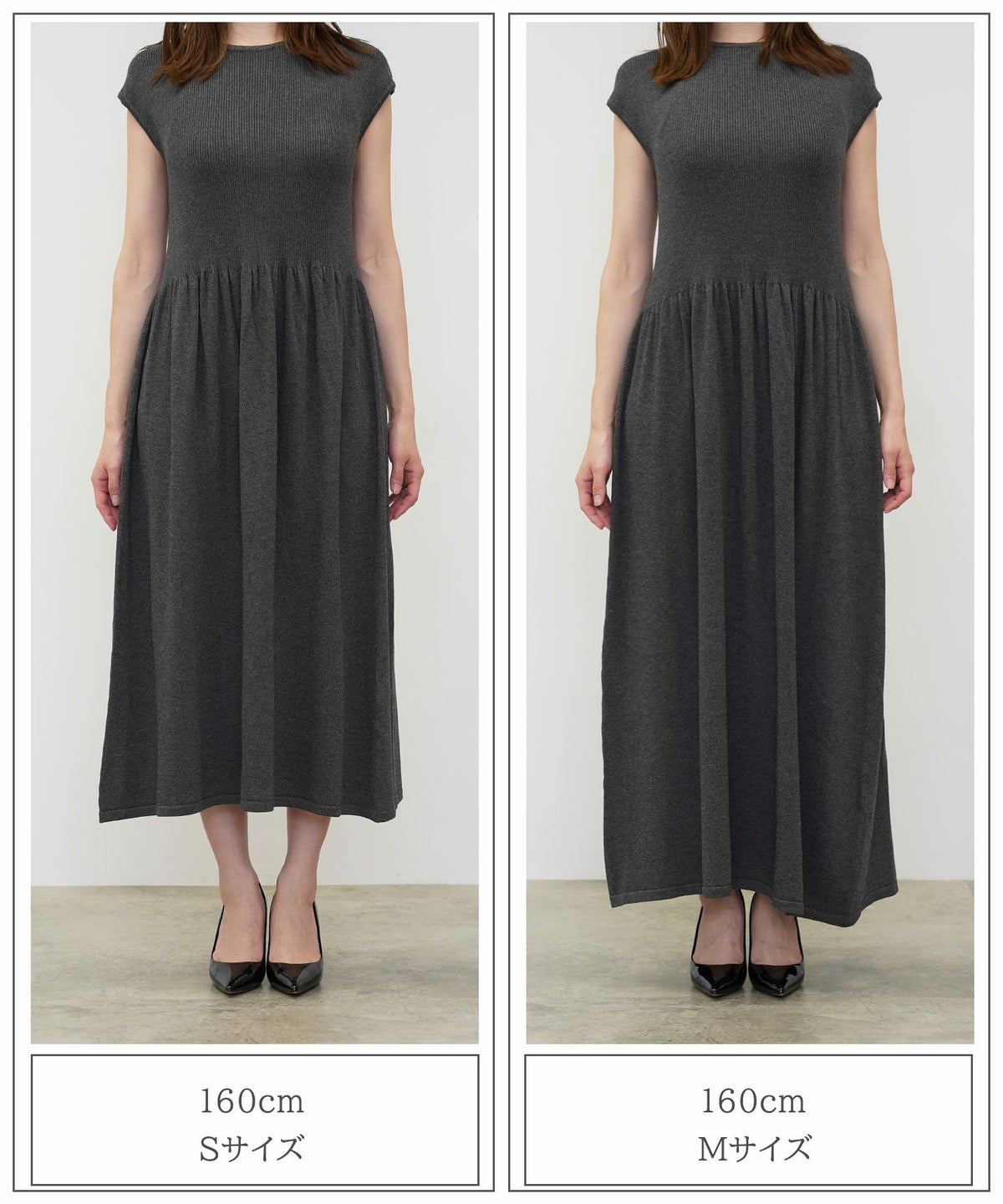 ワンピース/ラメ/サマーニット/ワンピース/チャコール/ベージュ/ブラック/S/M
