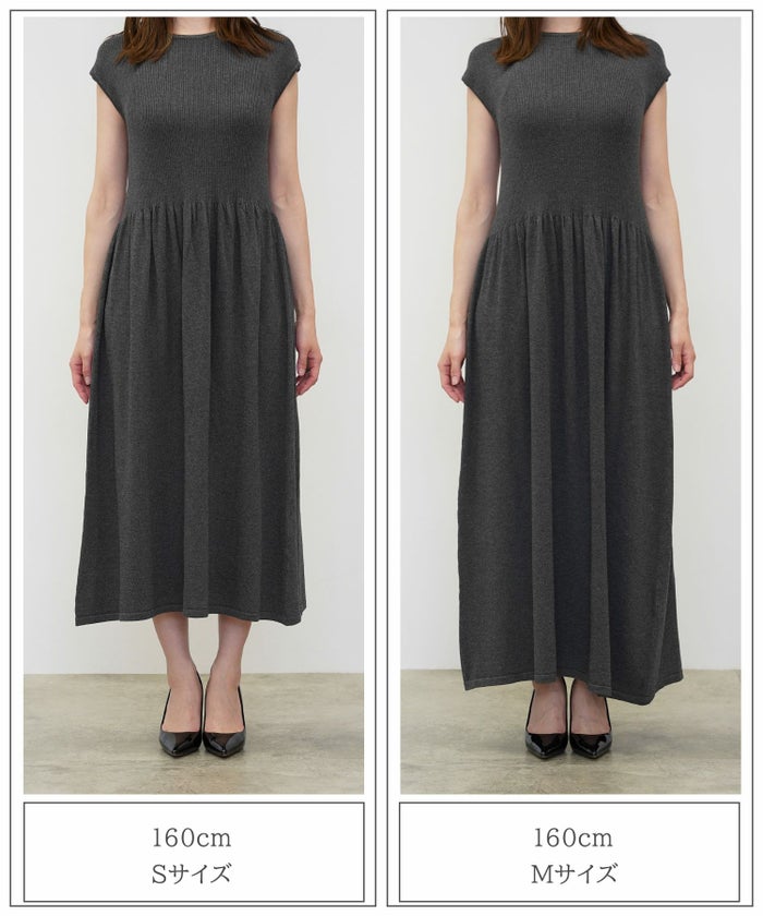 ワンピース/ラメ/サマーニット/ワンピース/チャコール/ベージュ/ブラック/S/M