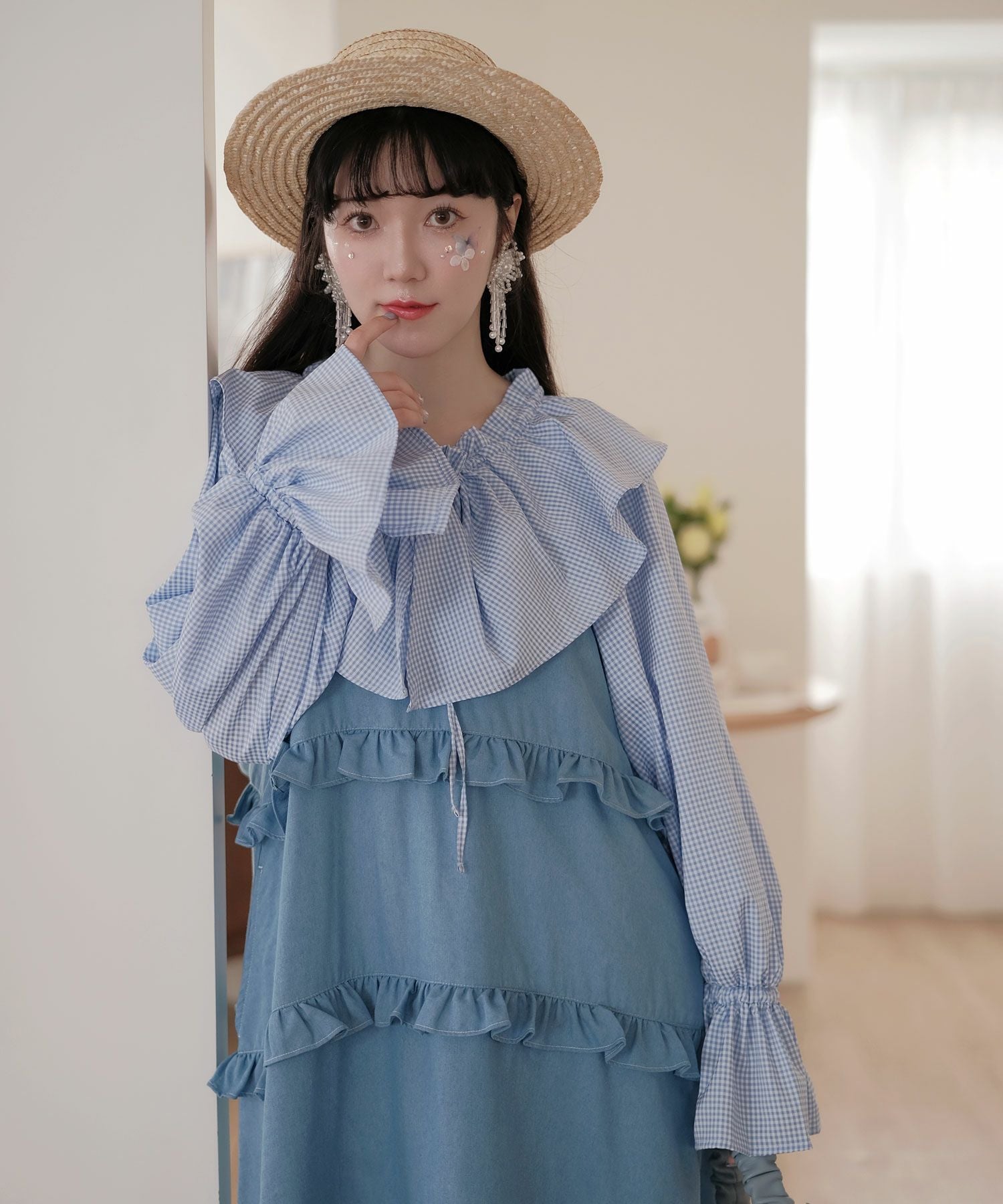 デニム ティアード キャミ ワンピース miolite 全1色｜mio331-0023【1