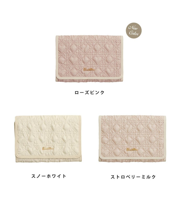 レディース/収納/マルチケース/母子手帳ケース/ハート/キルティング/かわいい/B6/オリジナル/軽い/チャーム/ゴールド/パスポートケース/通帳ケース/通院ケース/ママ/ポーチ/チケット入れ/カード/ピンク/ホワイト/オールシーズン/新色/女の子/男の子/赤ちゃん/出産前準備/産後