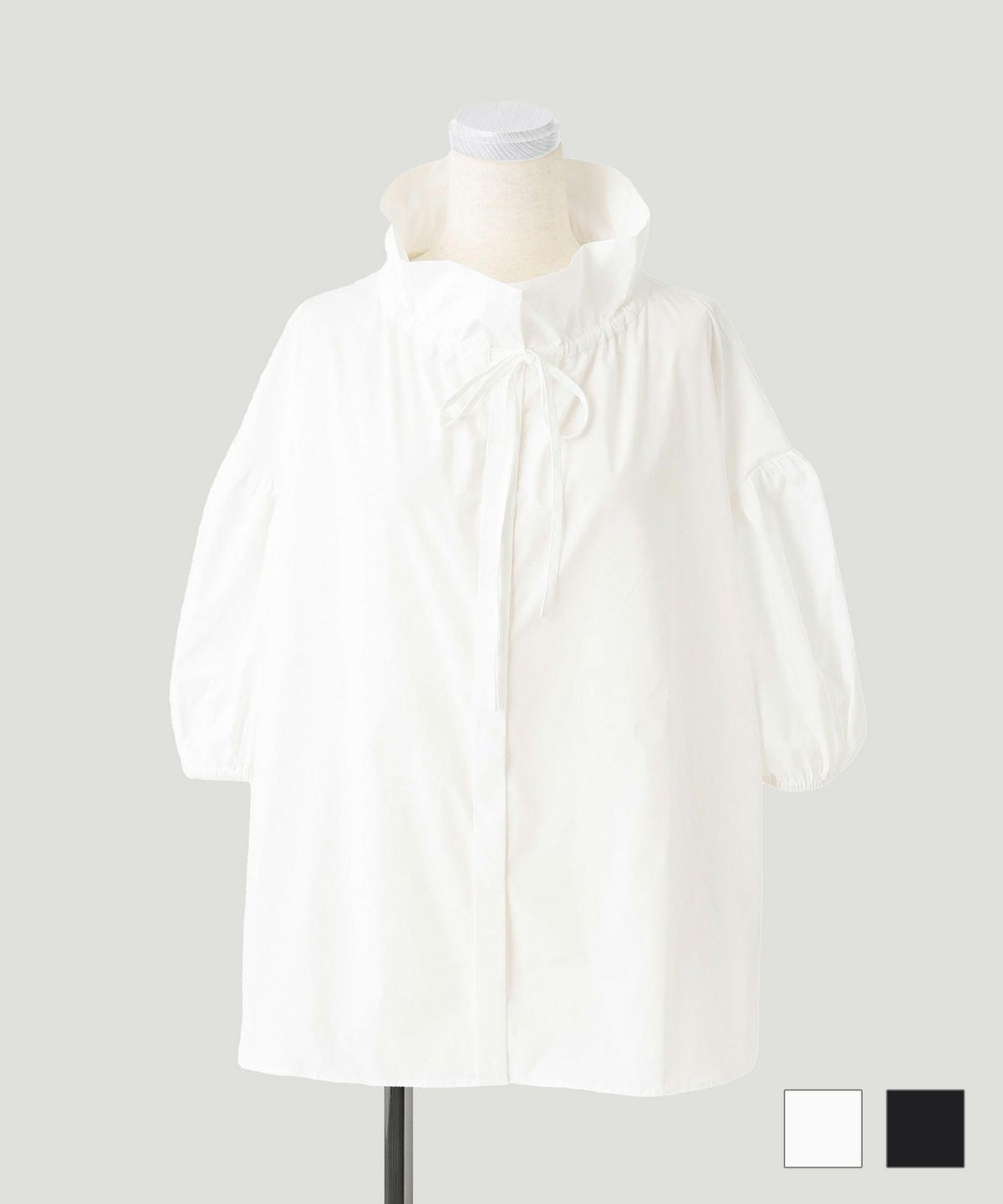 ブラウス スタンド フリル カラー ブラウス ホワイト ブラック M スタンド フリル カラー ブラウス HUIT