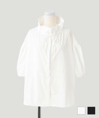 ブラウス スタンド フリル カラー ブラウス ホワイト ブラック M スタンド フリル カラー ブラウス HUIT