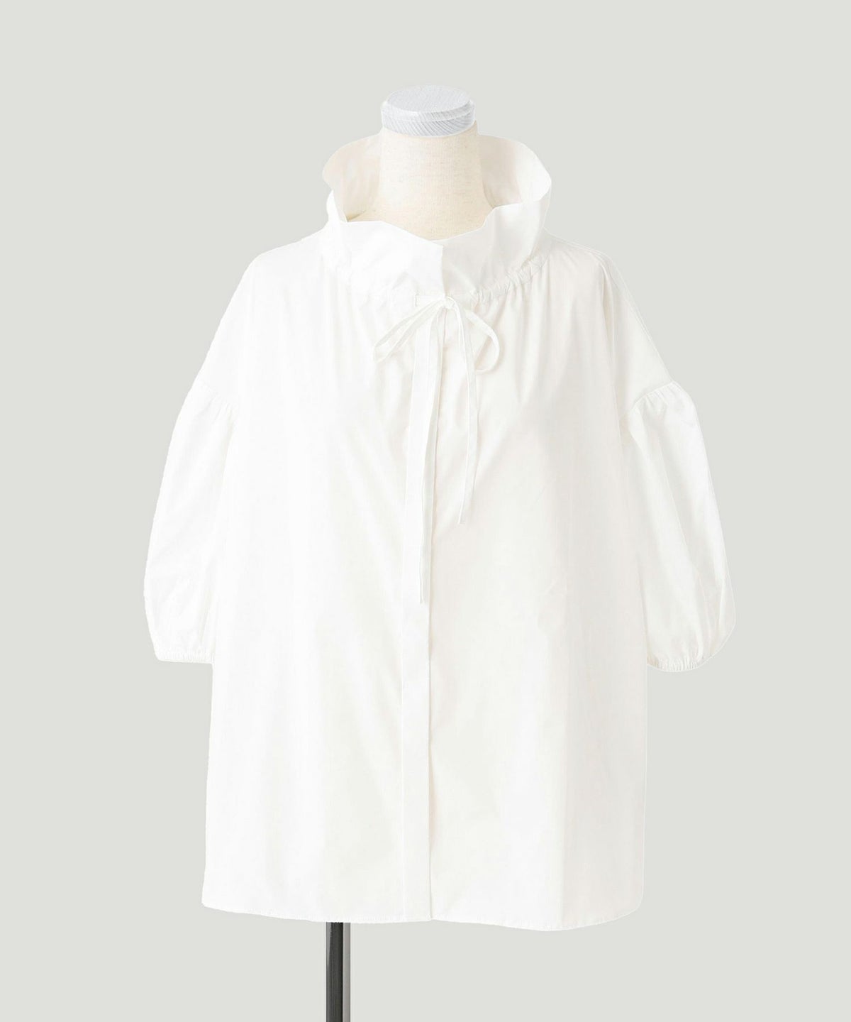 ブラウス/スタンド フリル カラー ブラウス/ホワイト/ブラック/M