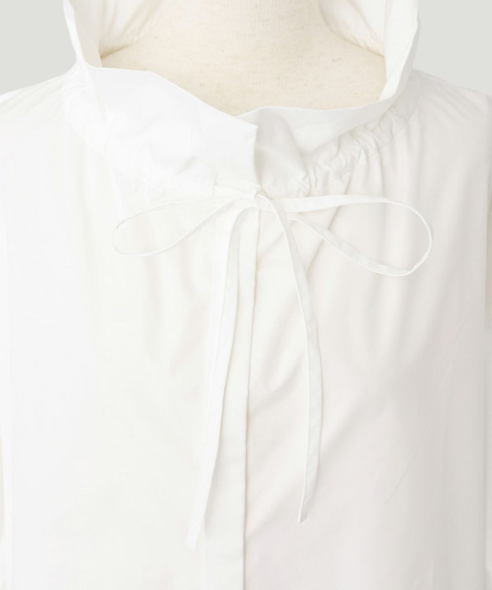 ブラウス/スタンド フリル カラー ブラウス/ホワイト/ブラック/M