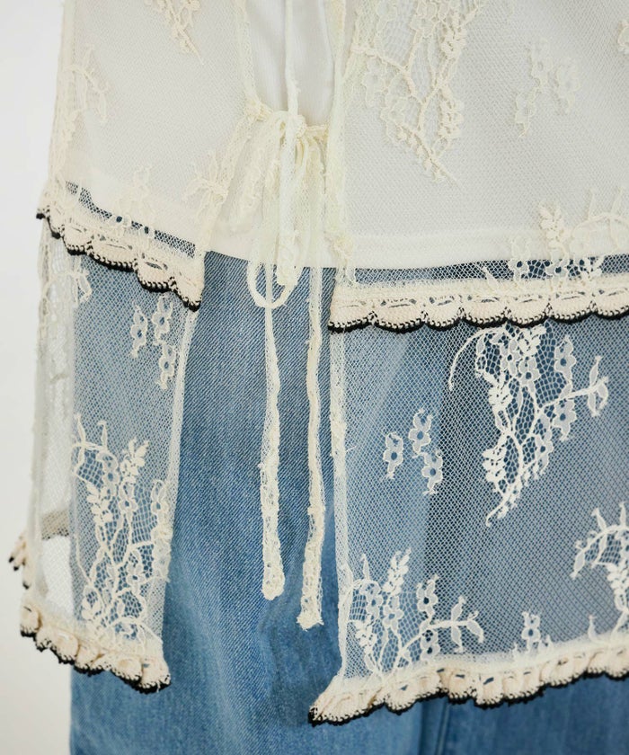 スカート/レース/レイヤード/リボン/スリット入り