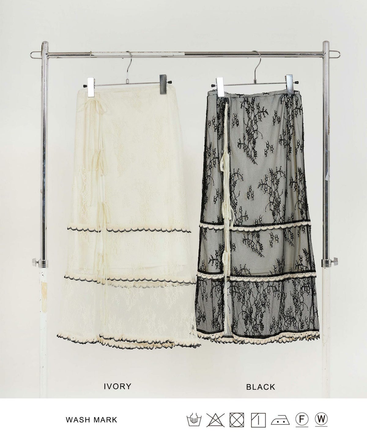 スカート/レース/レイヤード/リボン/スリット入り