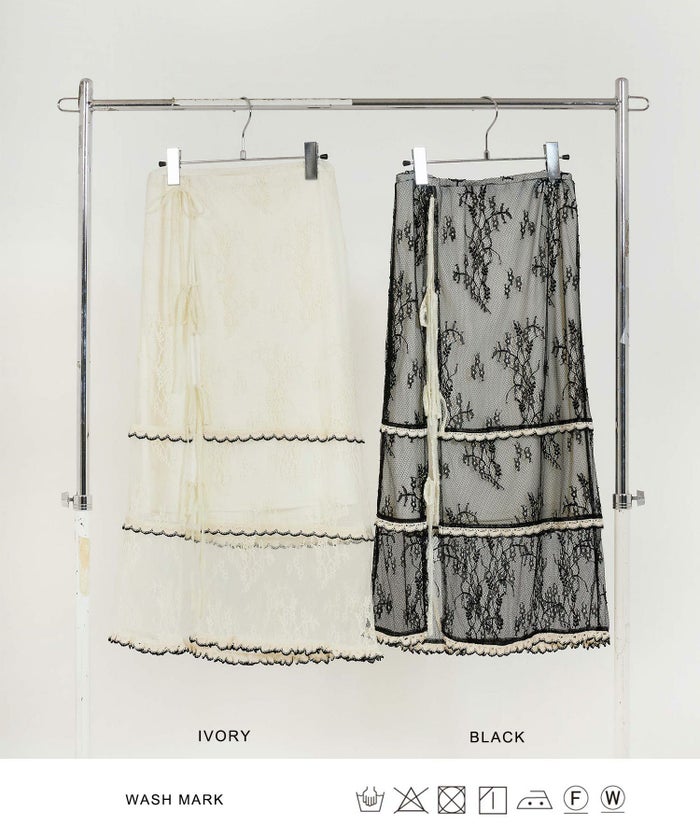 スカート/レース/レイヤード/リボン/スリット入り