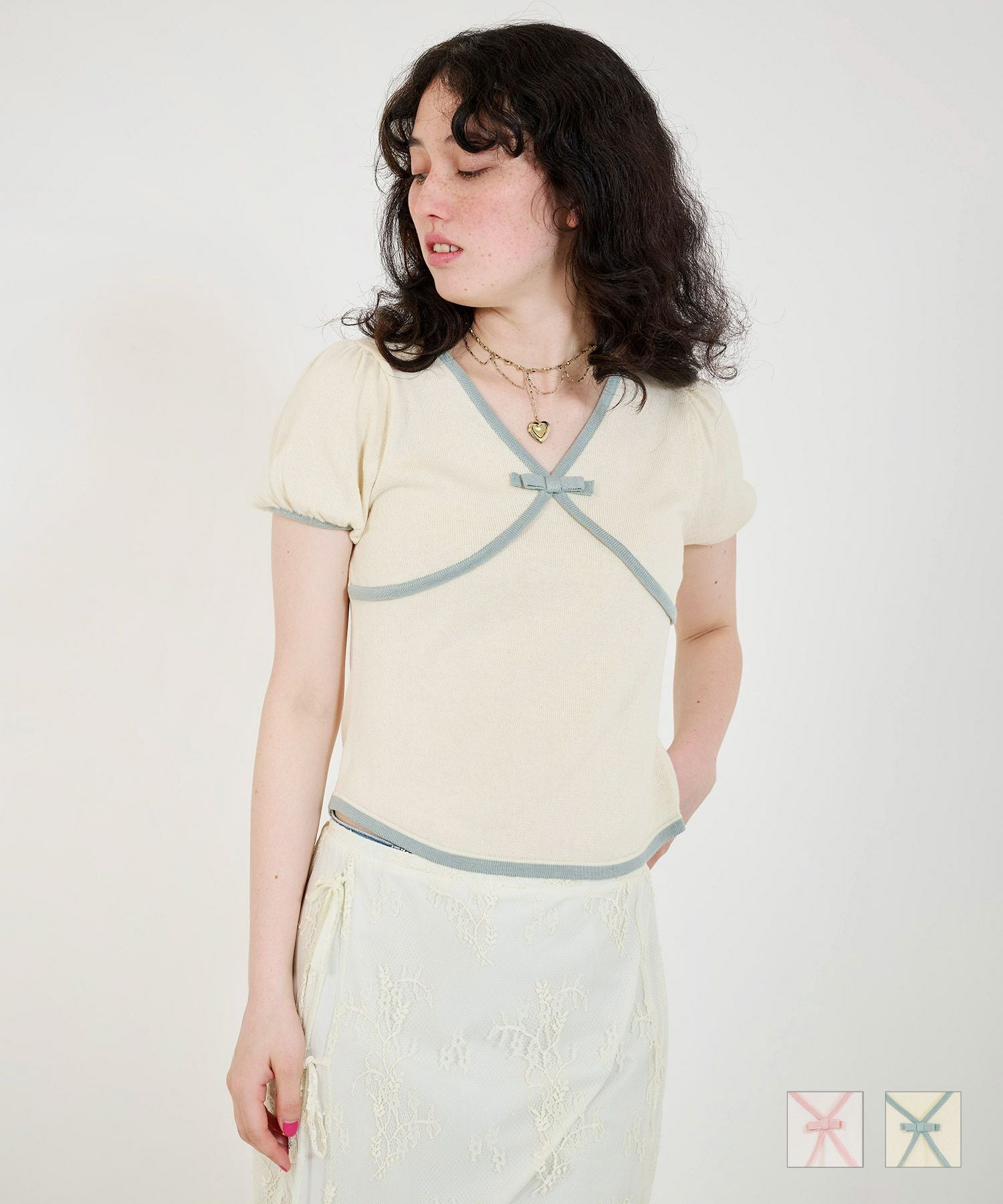 【オシャレ】JohnUNDERCOVER ツートン レイヤード ニット シャツ fit=scale-down,w=1200