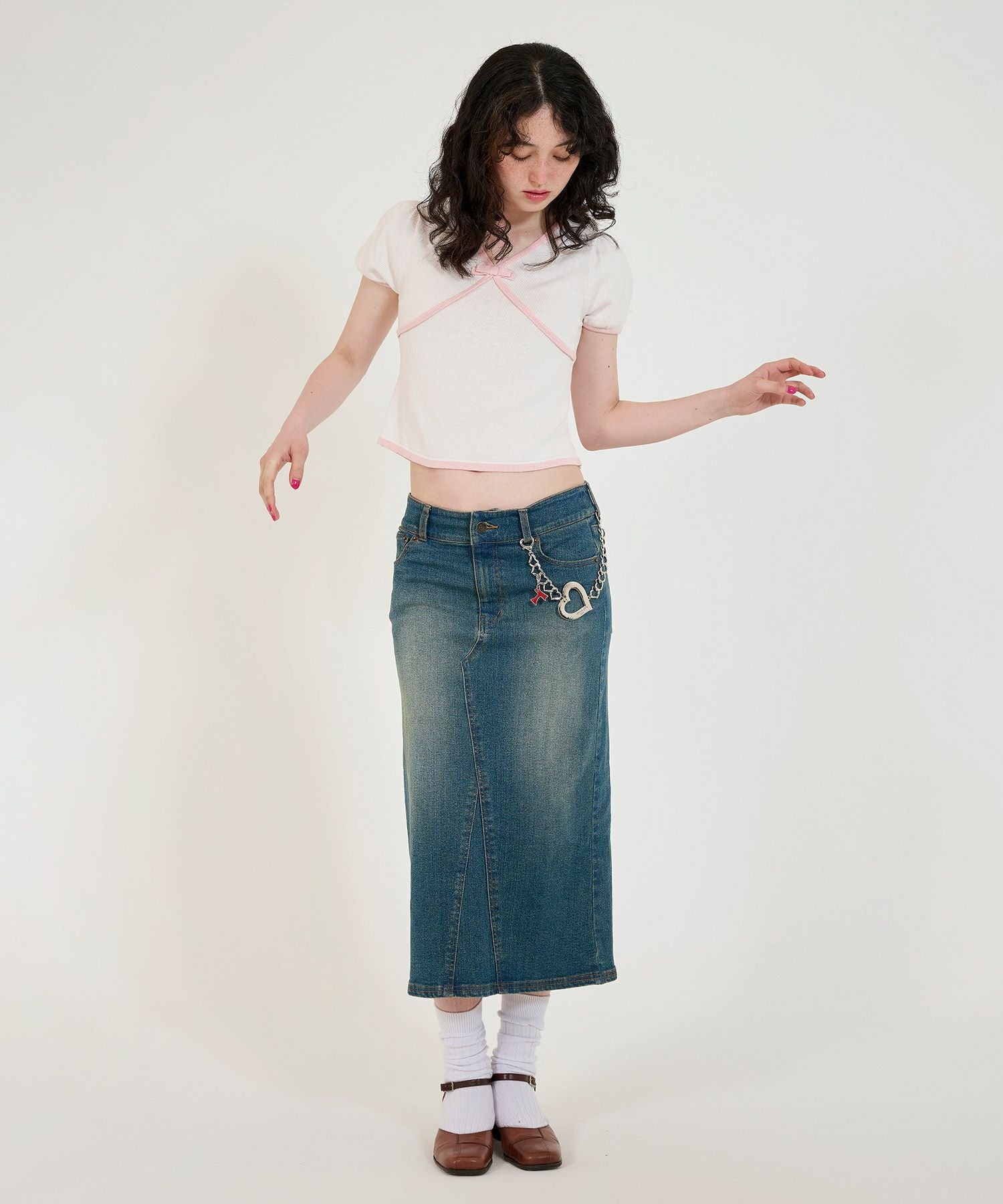 【オシャレ】JohnUNDERCOVER ツートン レイヤード ニット シャツ 配色 半袖ニットプルオーバー TINA：JOJUN 全2色｜tnj421-0847【1