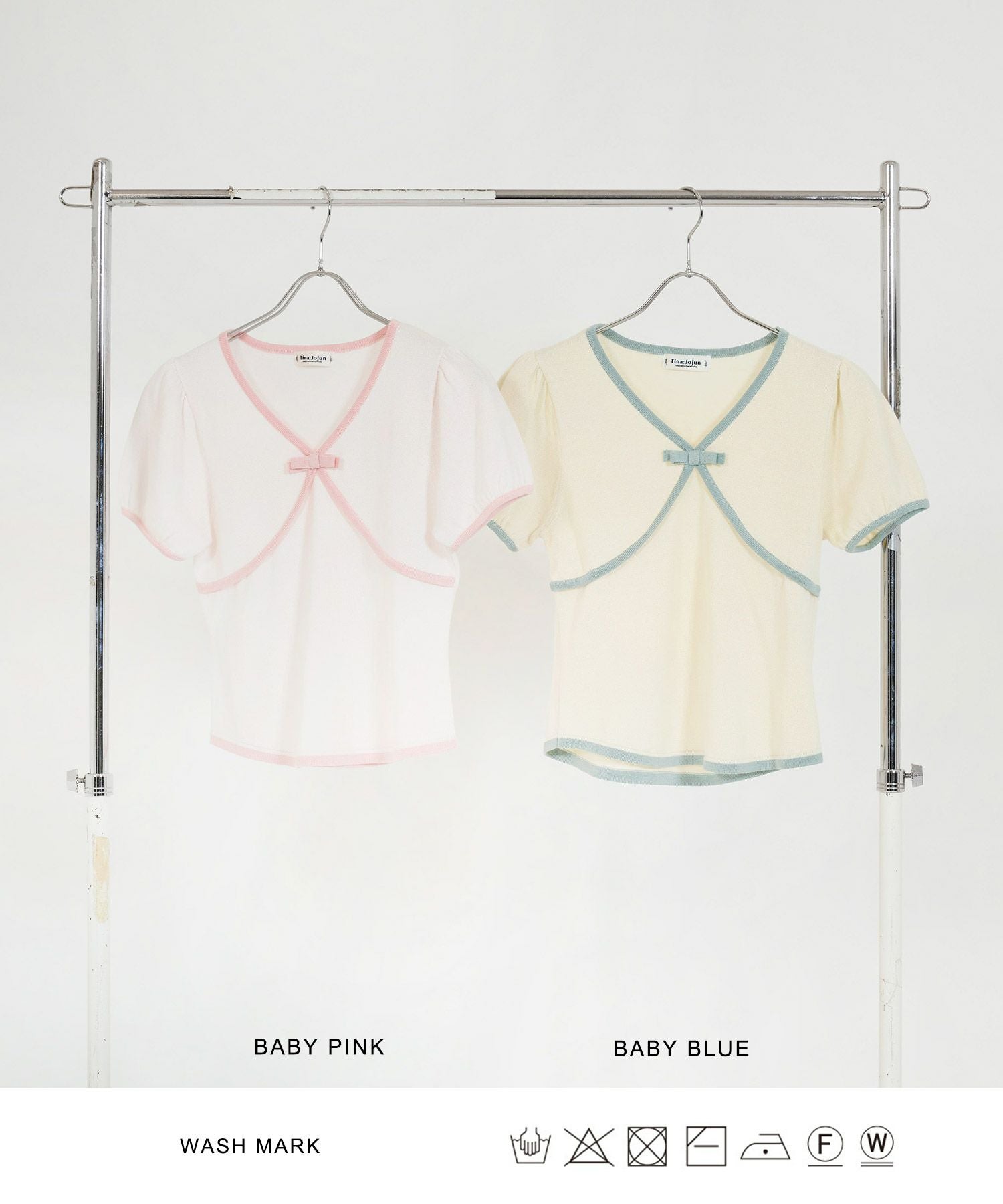 Early-Summer-SALE 配色 半袖ニットプルオーバー TINA：JOJUN 全2色