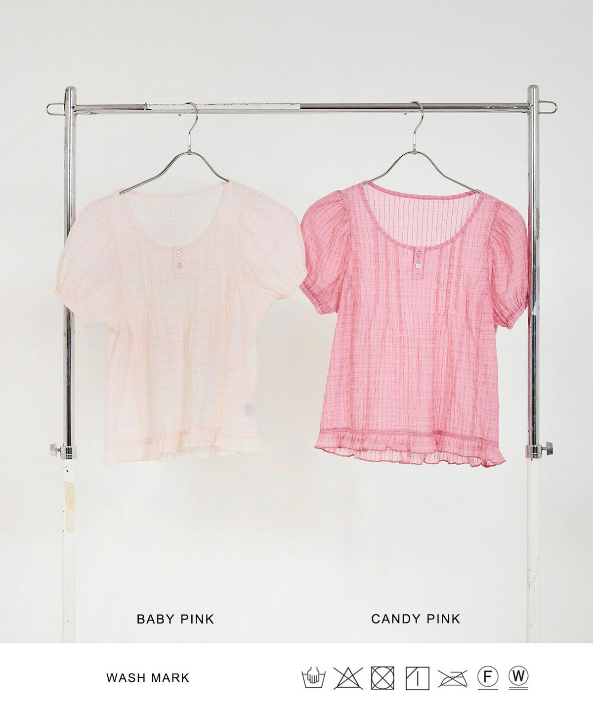 ブラウス/半袖/シアー/ヘンリーネック